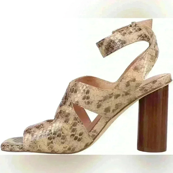 NWOB Cole Haan Reina Snakeskin Leather Ankle Strap Sandal Size 5 - Picture 2 of 8